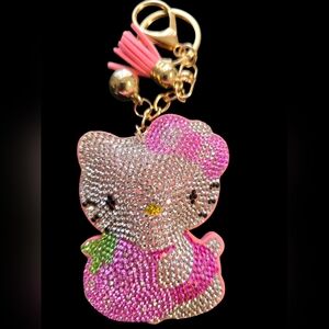 Hello Kitty Pink Rhinestone Bag Charm Keychain